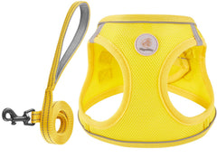 Harnais Hipubby jaune pour chien et chat, enfilage rapide.