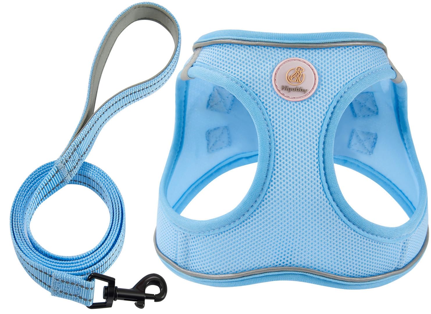Harnais Hipubby en maille douce bleu XS pour chien, confort léger et respirant.