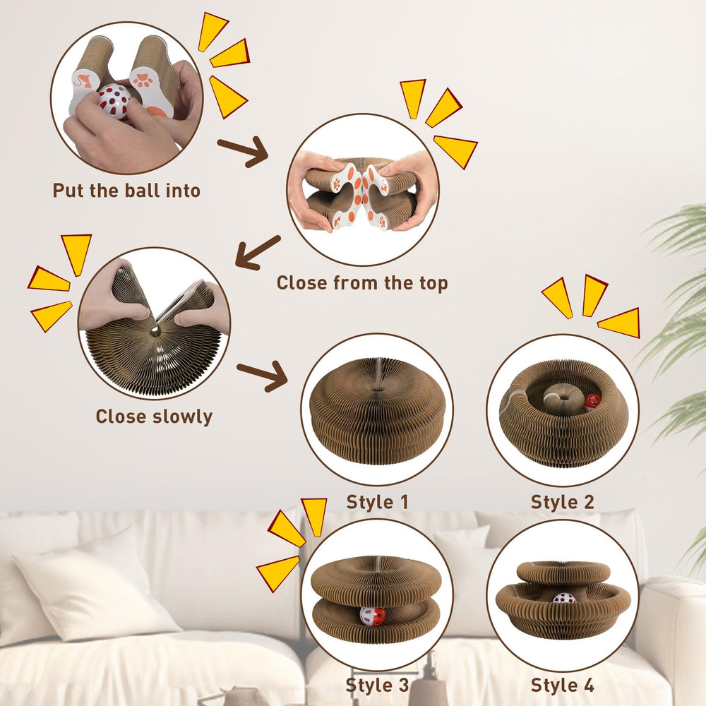 Carton-grattoir formes pliables HivaolJoy pour jouer et se reposer.