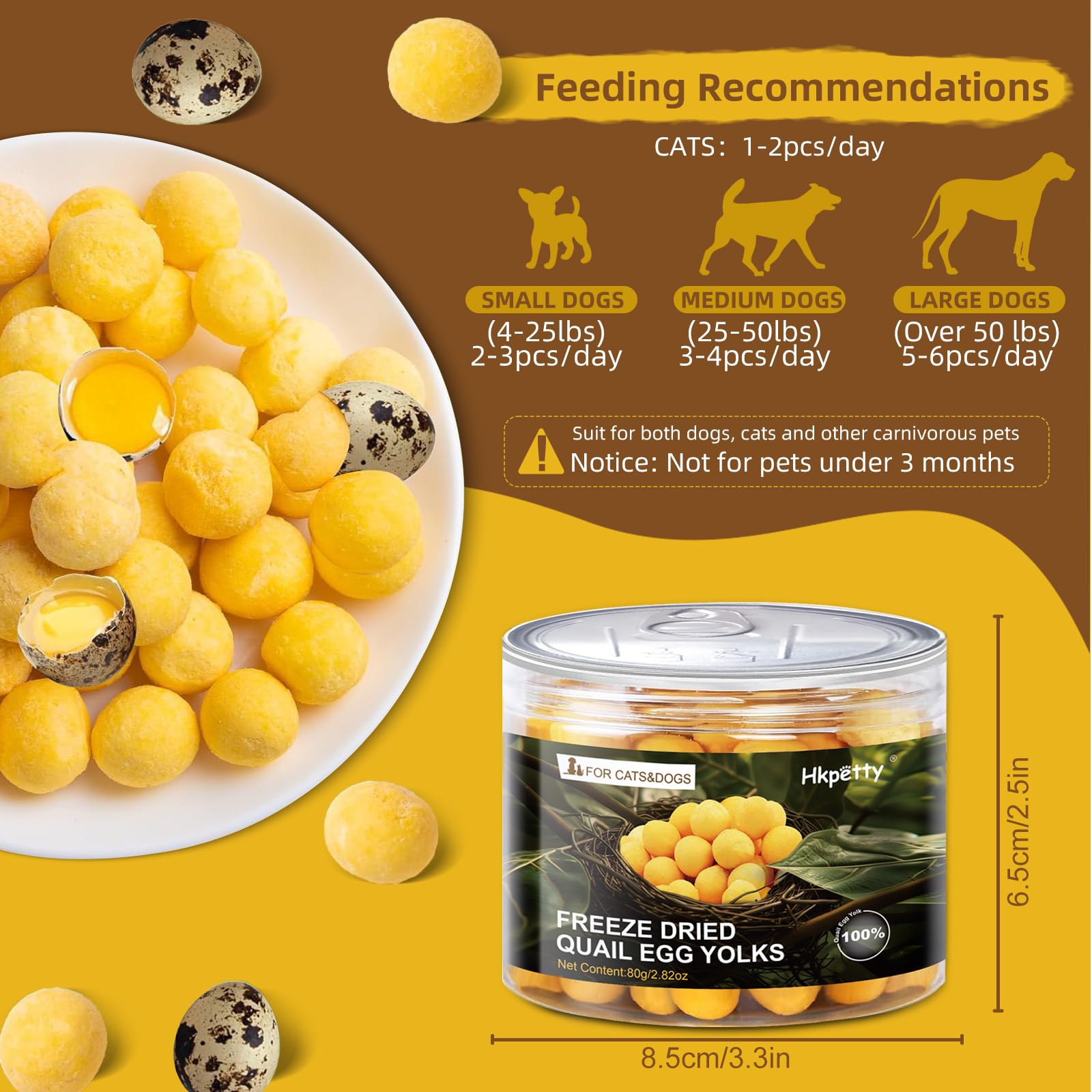 Friandises HKpetty pour chiens, granulés lyophilisés faciles à doser pour l'entraînement.