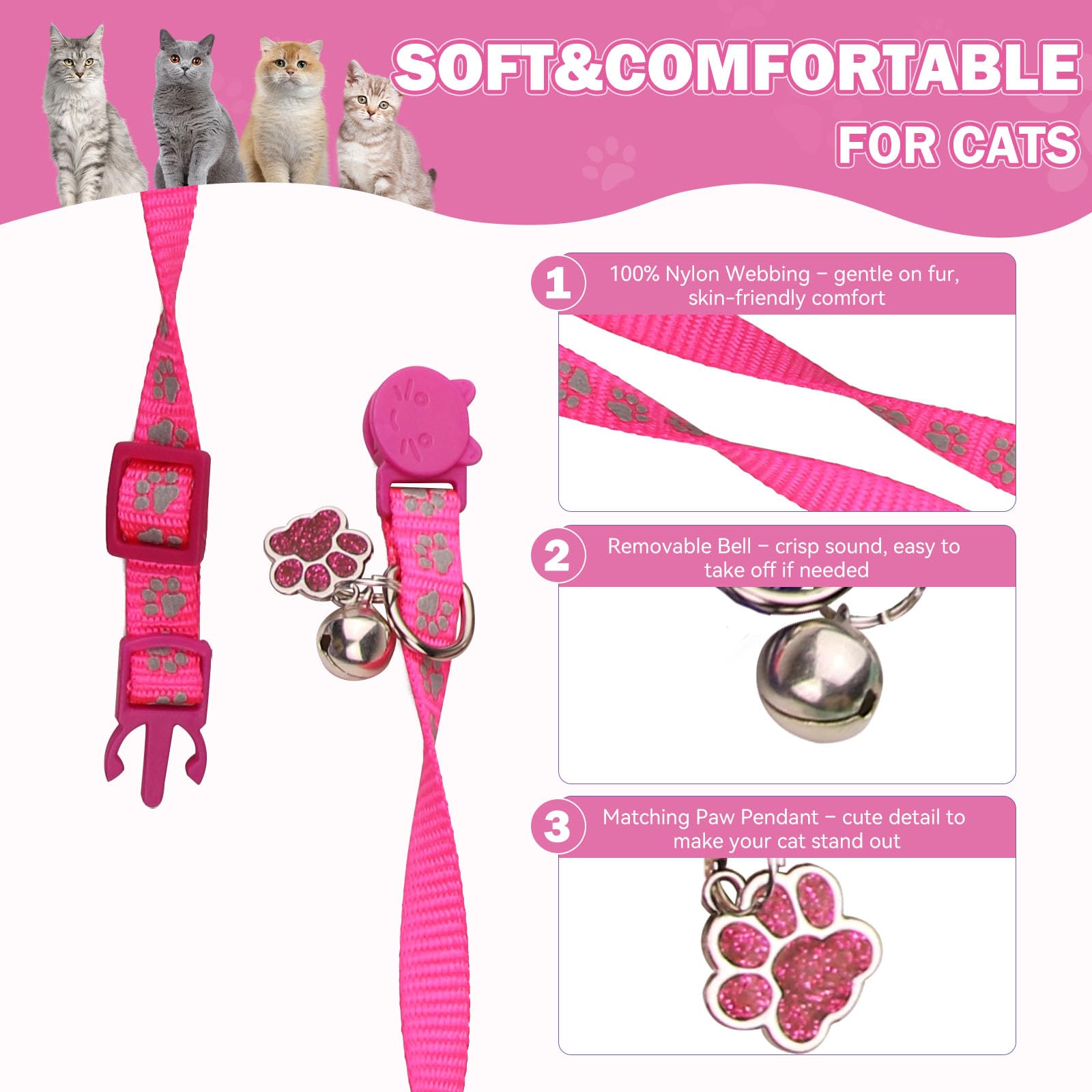HLJ collier chat rouge avec cloche pour repérage rapide