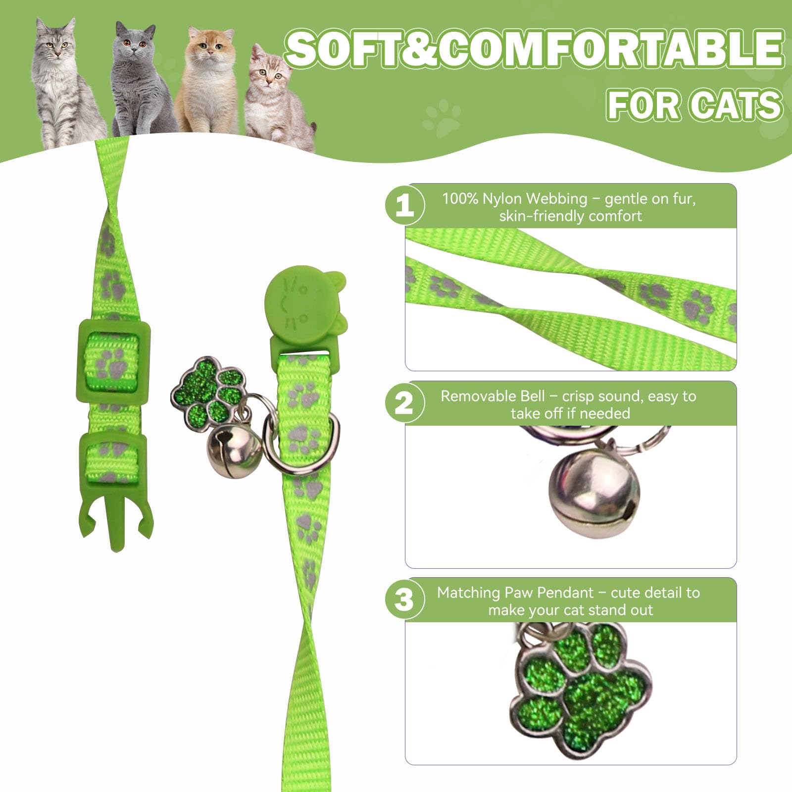 HLJ collier chat nylon doux: confort du pelage et durabilite