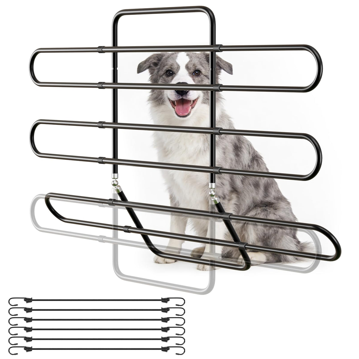 Barrière Hlplenn pour chien dans la voiture, cadre en acier robuste pour une sécurité durable.