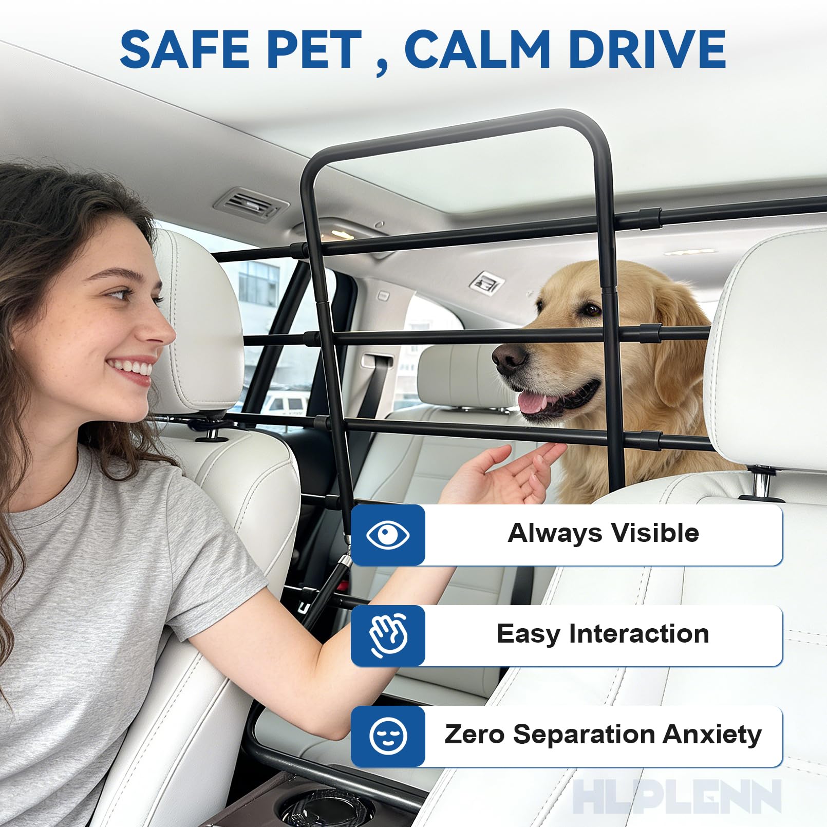 Utilisation polyvalente Hlplenn barrière chien: siège avant, arrière et coffre.