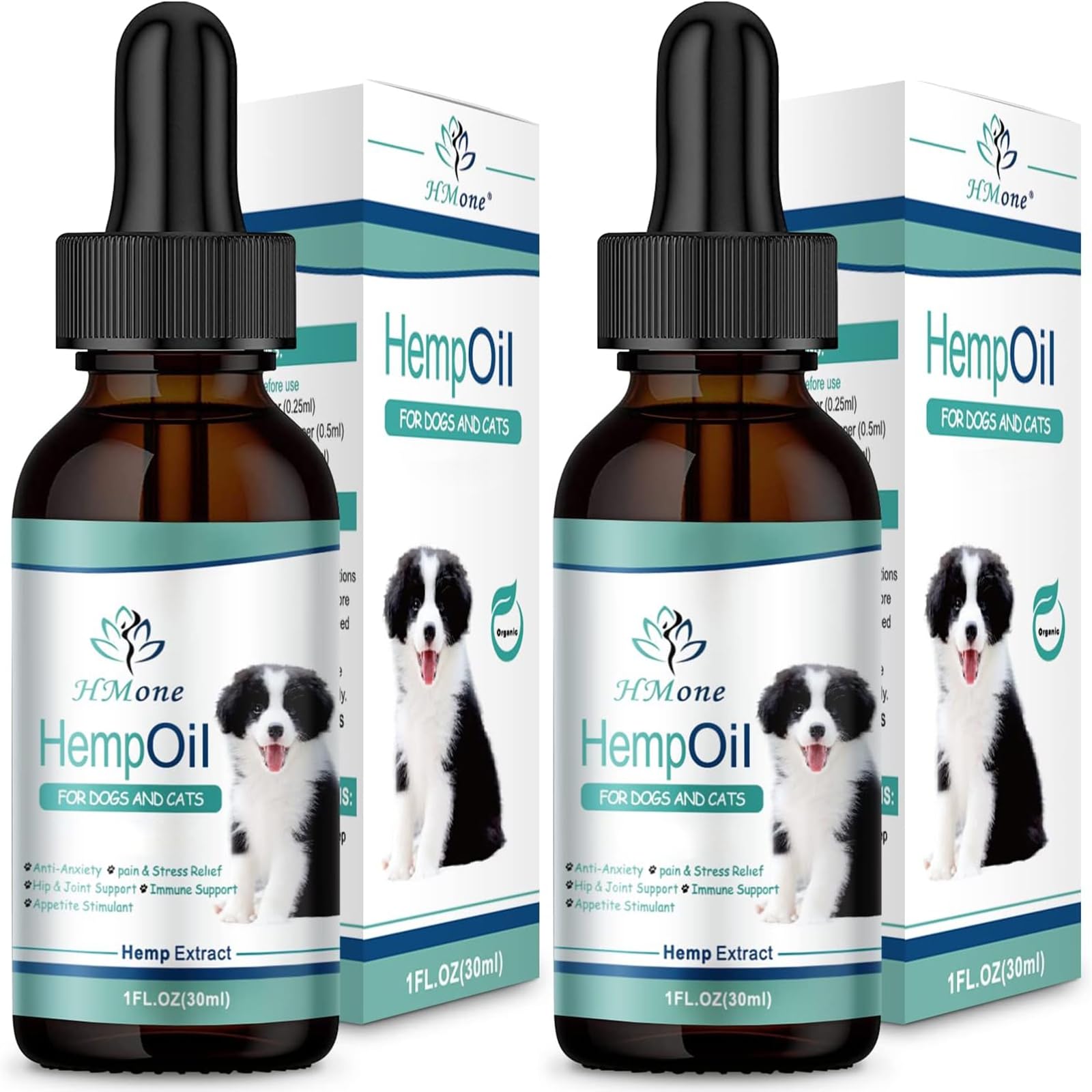 Huile HMone pour chiens et chats, bouteille gouttes; apaise le stress potentiel.