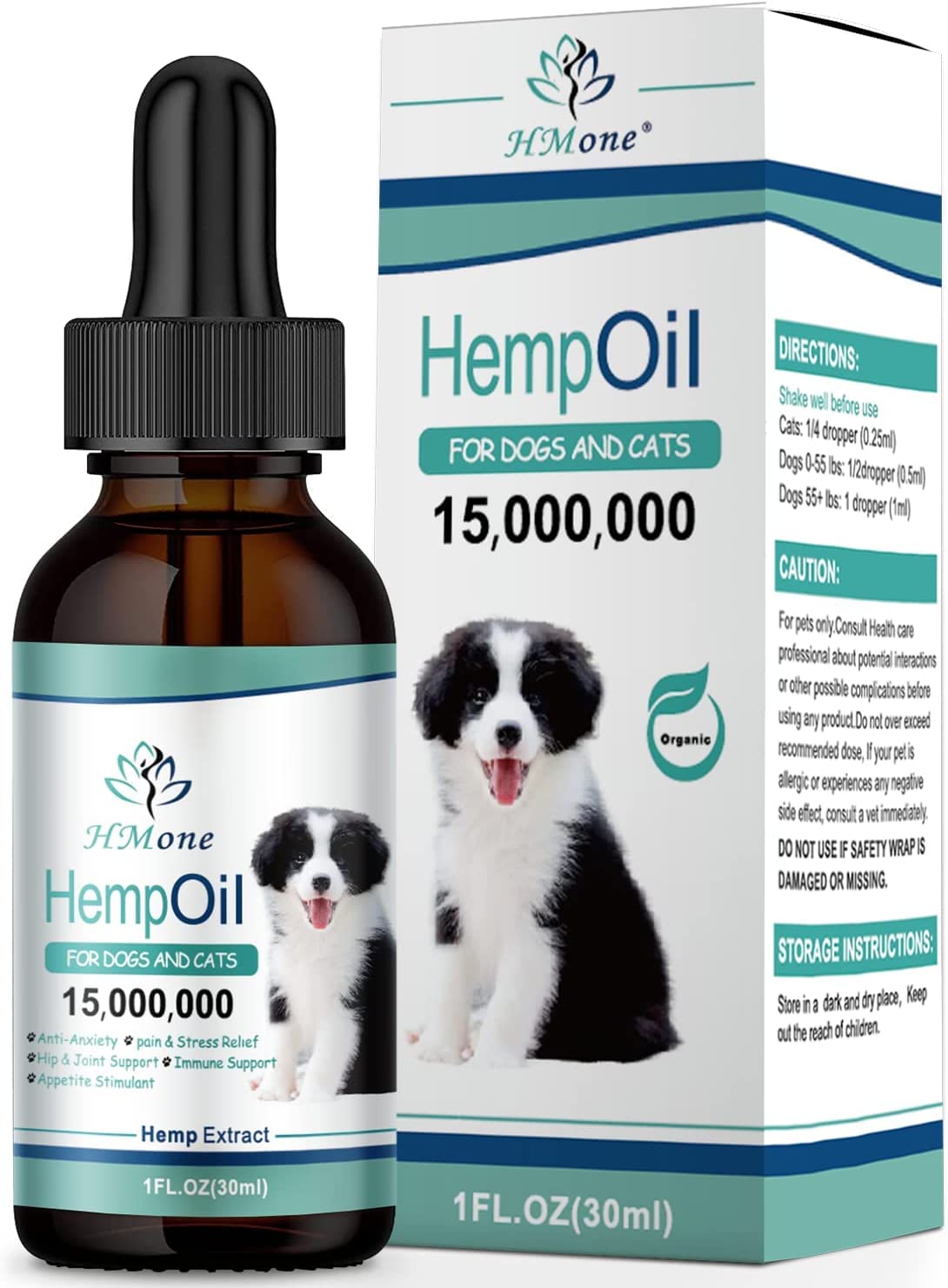 Huile HMone pour chiens et chats, compte-gouttes pratique pour dosage facile