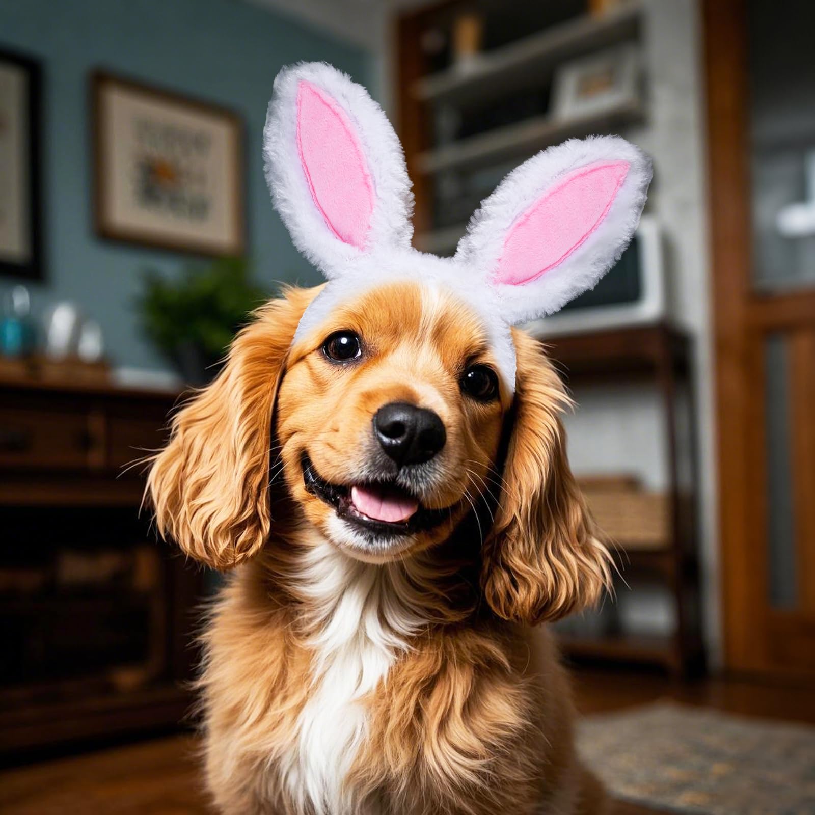 Idée cadeau Pâques pour chien Hmxpls, bandeau oreilles lapin rose petit.