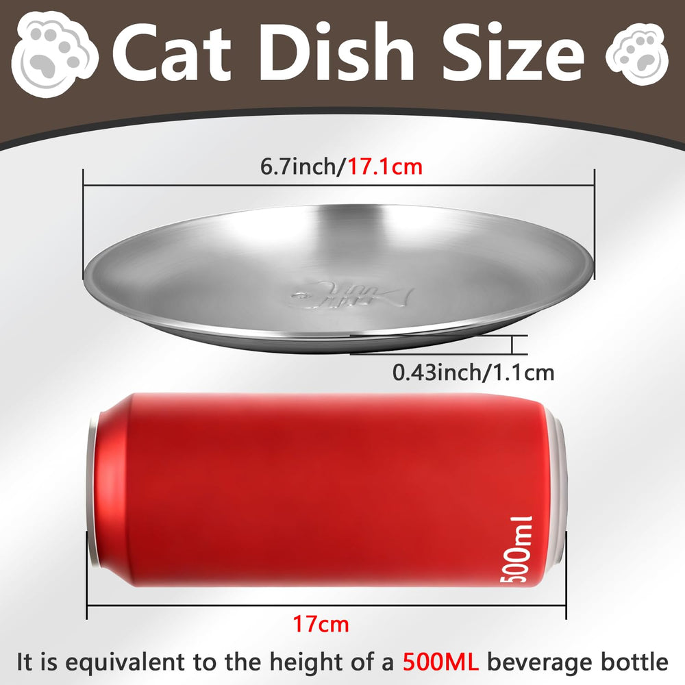 Assiette chat inox HNeekyr avec tampon anti-glisse pour repas plus stables