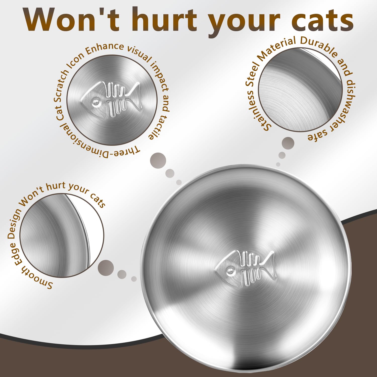 Assiette chat inox HNeekyr bord lisse et plat pour repas confortables