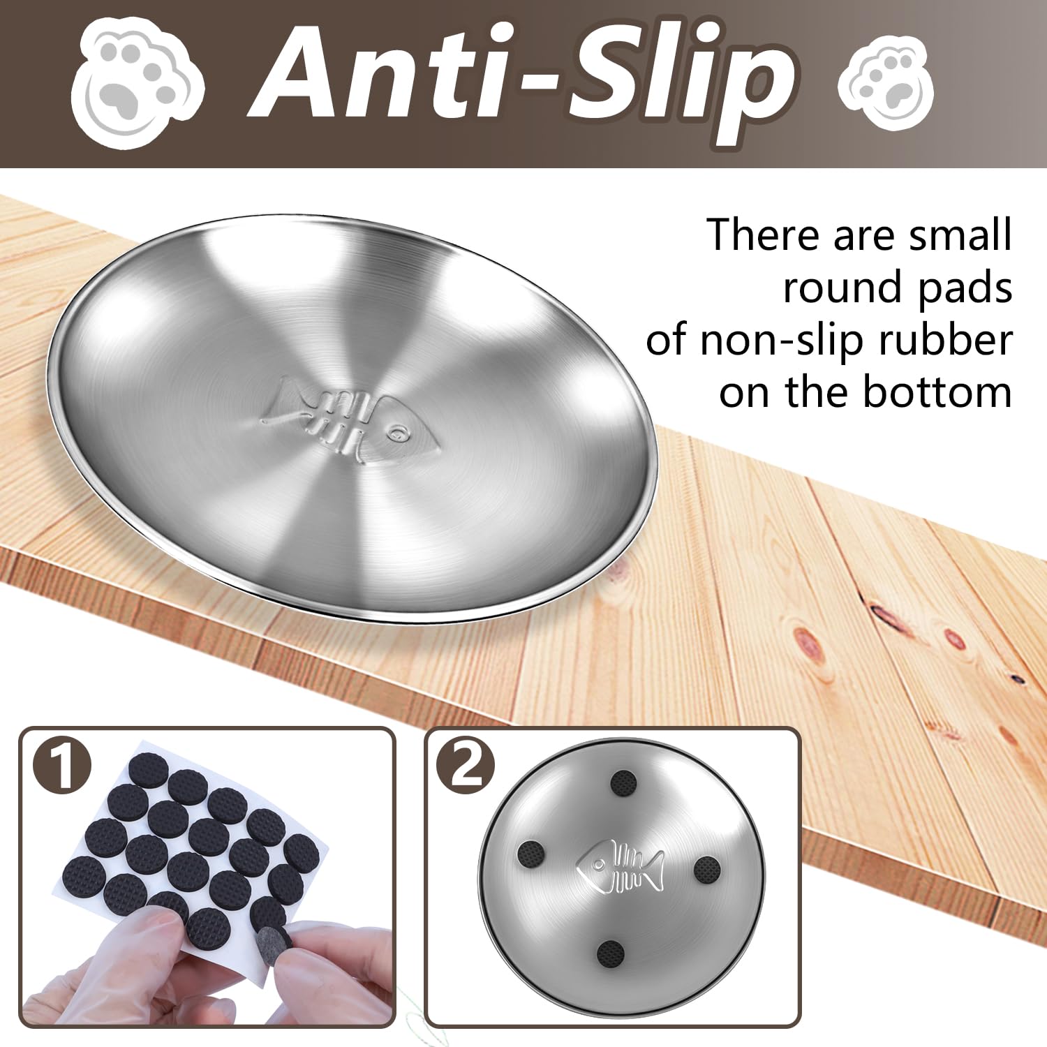 Assiette chat inox HNeekyr motif 3D distinctif, effet visuel attrayant