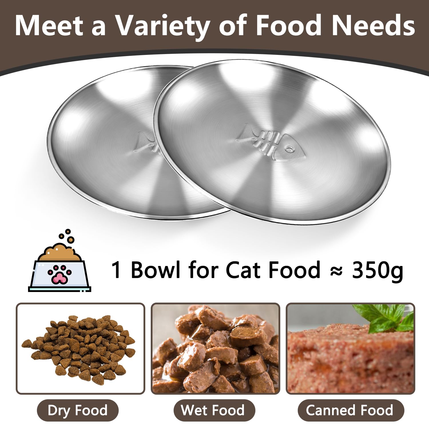 Ensemble 4 assiettes chat inox HNeekyr, rangement pratique