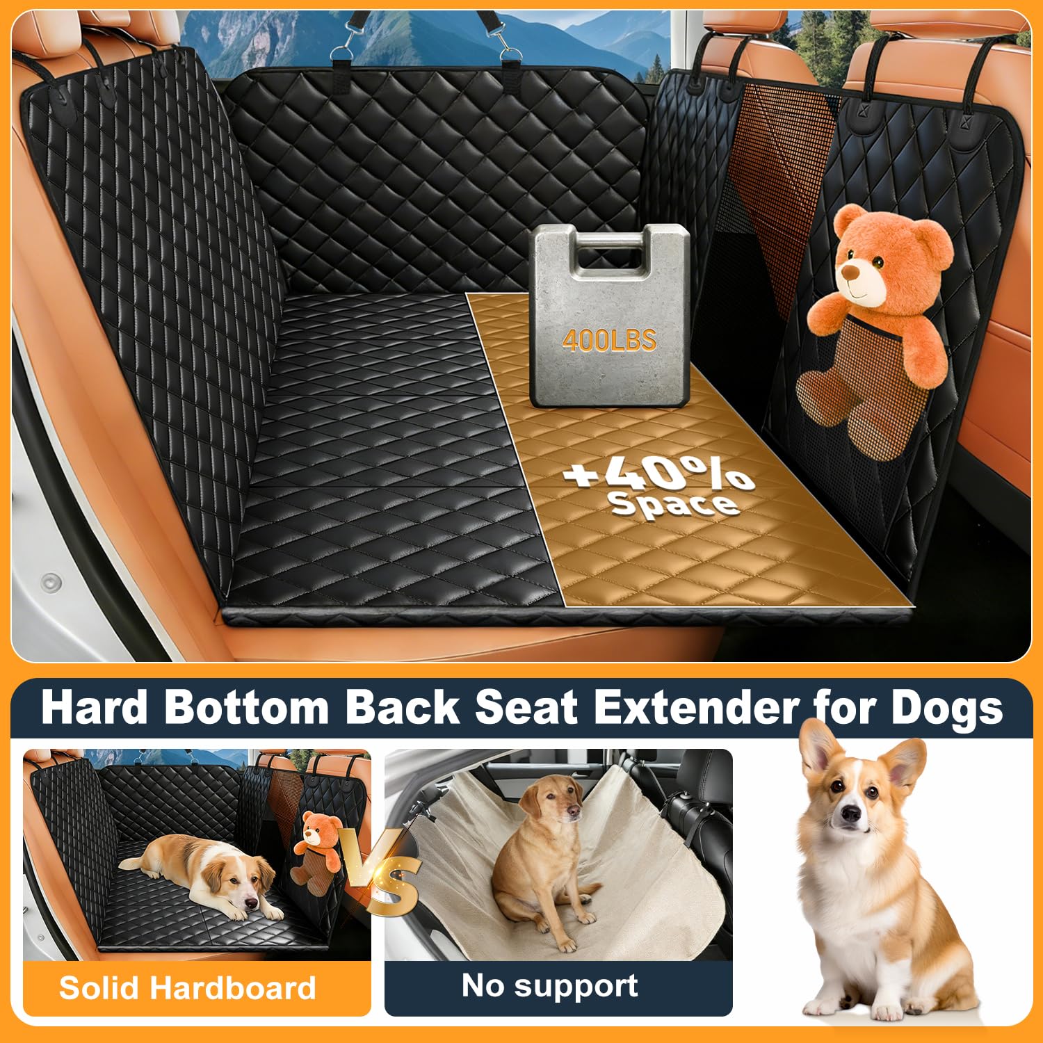 HOB4U extendeur arrière à fond dur, espace supplémentaire pour chien.