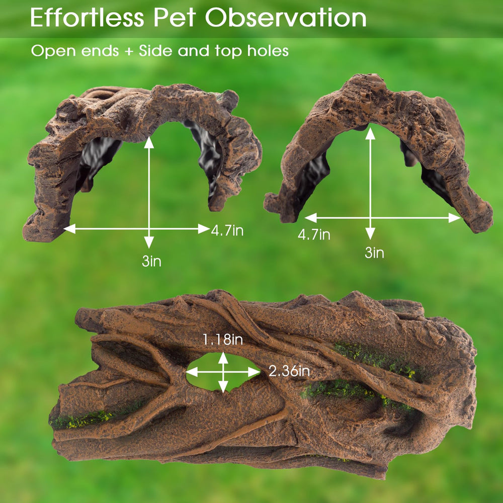Hoeine cache-refuge reptile : ouvertures latérales pour observation discrète.