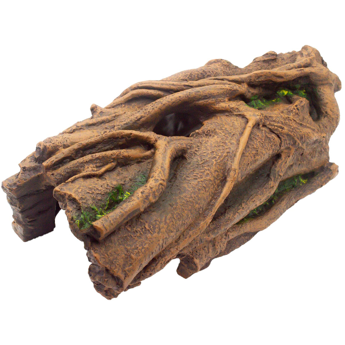 Hoeine cache-refuge reptile : tronc creux grand pour observation sans stress.