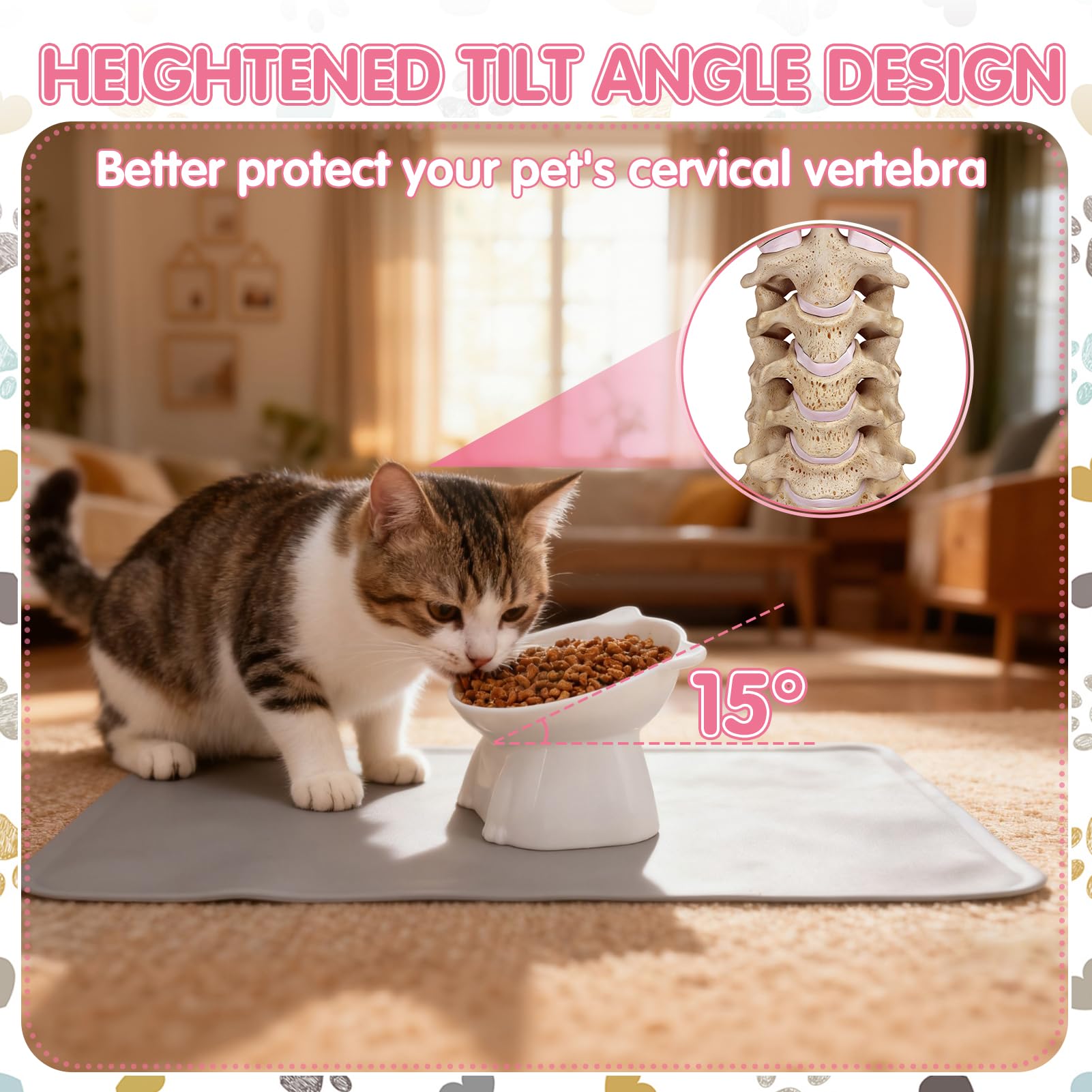 Hoemwarm bol-chat-rose: bol rose ergonomique pour les repas quotidiens