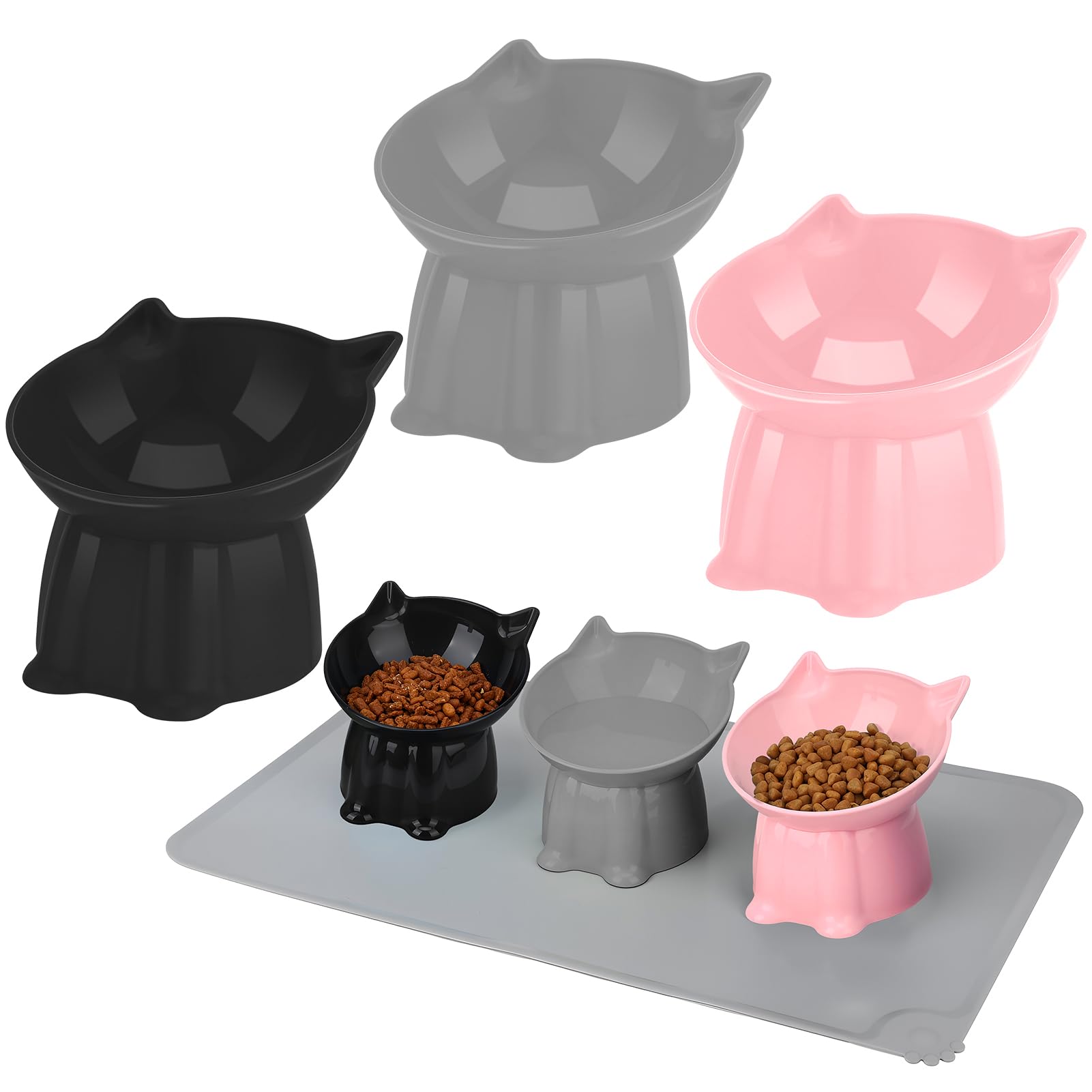 Hoemwarm ensemble de bols surélevés, vue d'ensemble, repas plus confortables pour chats.