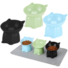 Hoemwarm ensemble de bols chat elevés 15° sur tapis silicone, repas plus confortables.