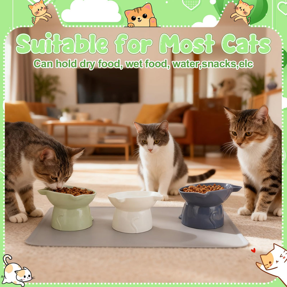 Hoemwarm ensemble bols chat eleves vert gris blanc, espace repas coloré
