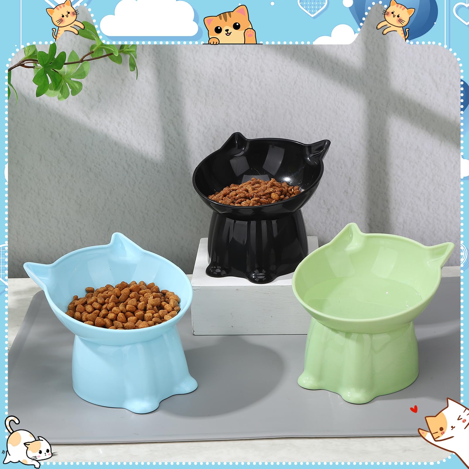 Hoemwarm système 3 bols chat multifonction pour repas et eau.