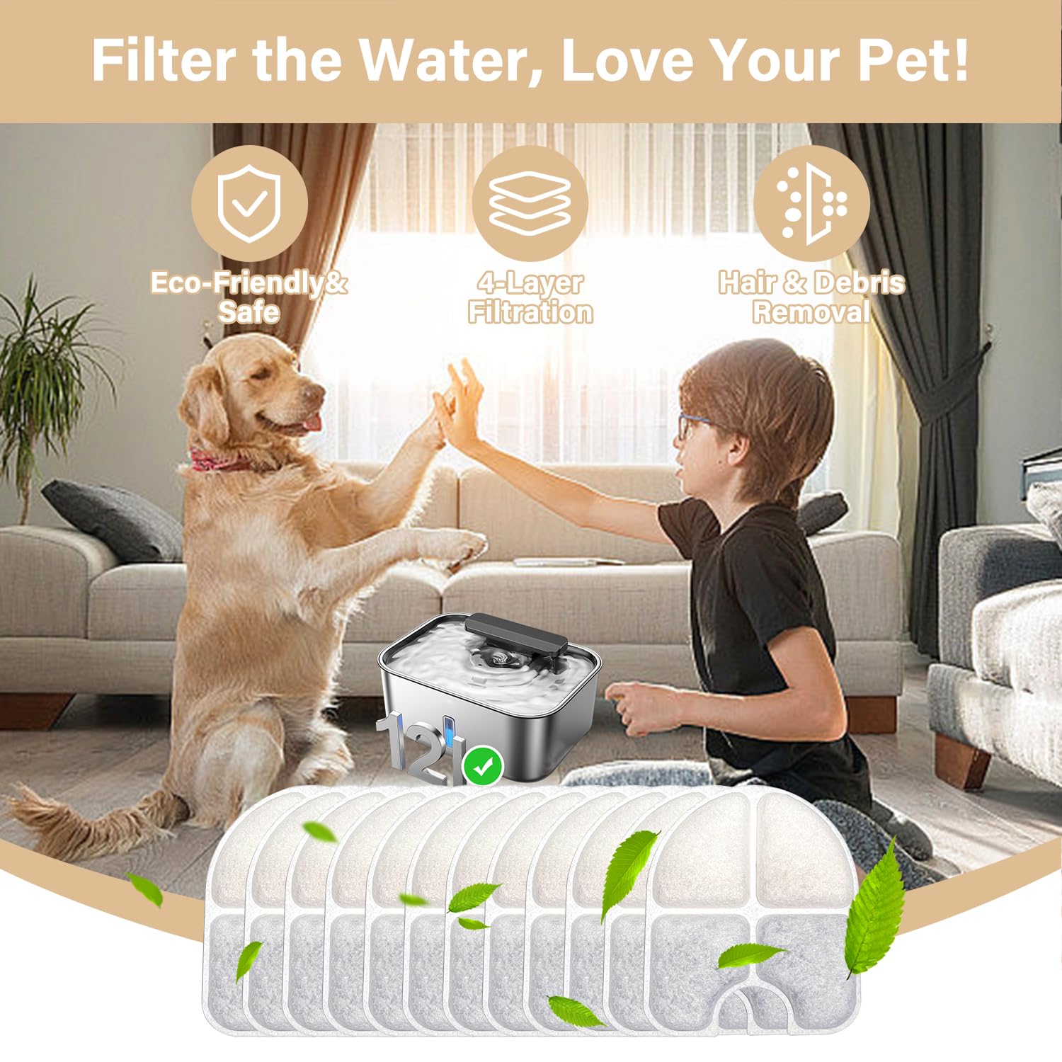 Éponges filtrantes HOETEK FeelNeedy – filtration complète pour eau plus propre.