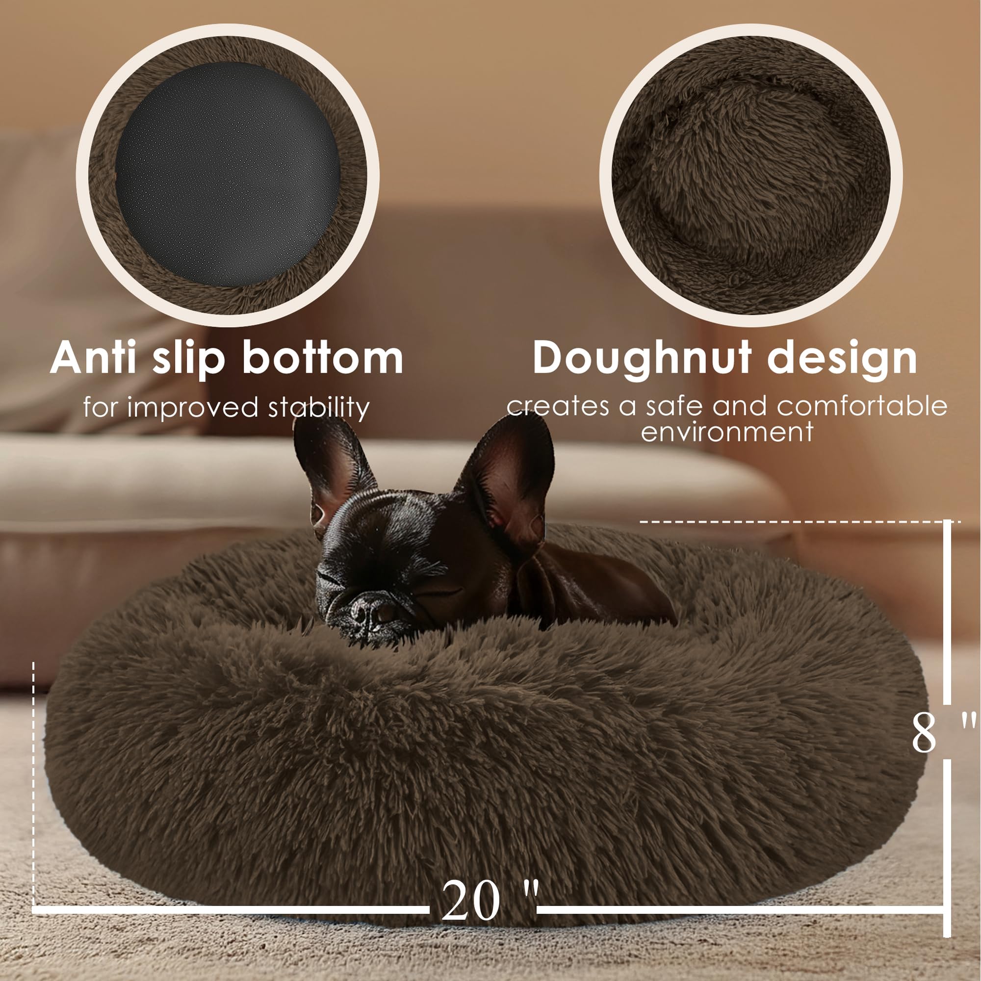 Hoewina coussin-donut anti-glisse etanche : base solide pour la sécurité de l'animal.