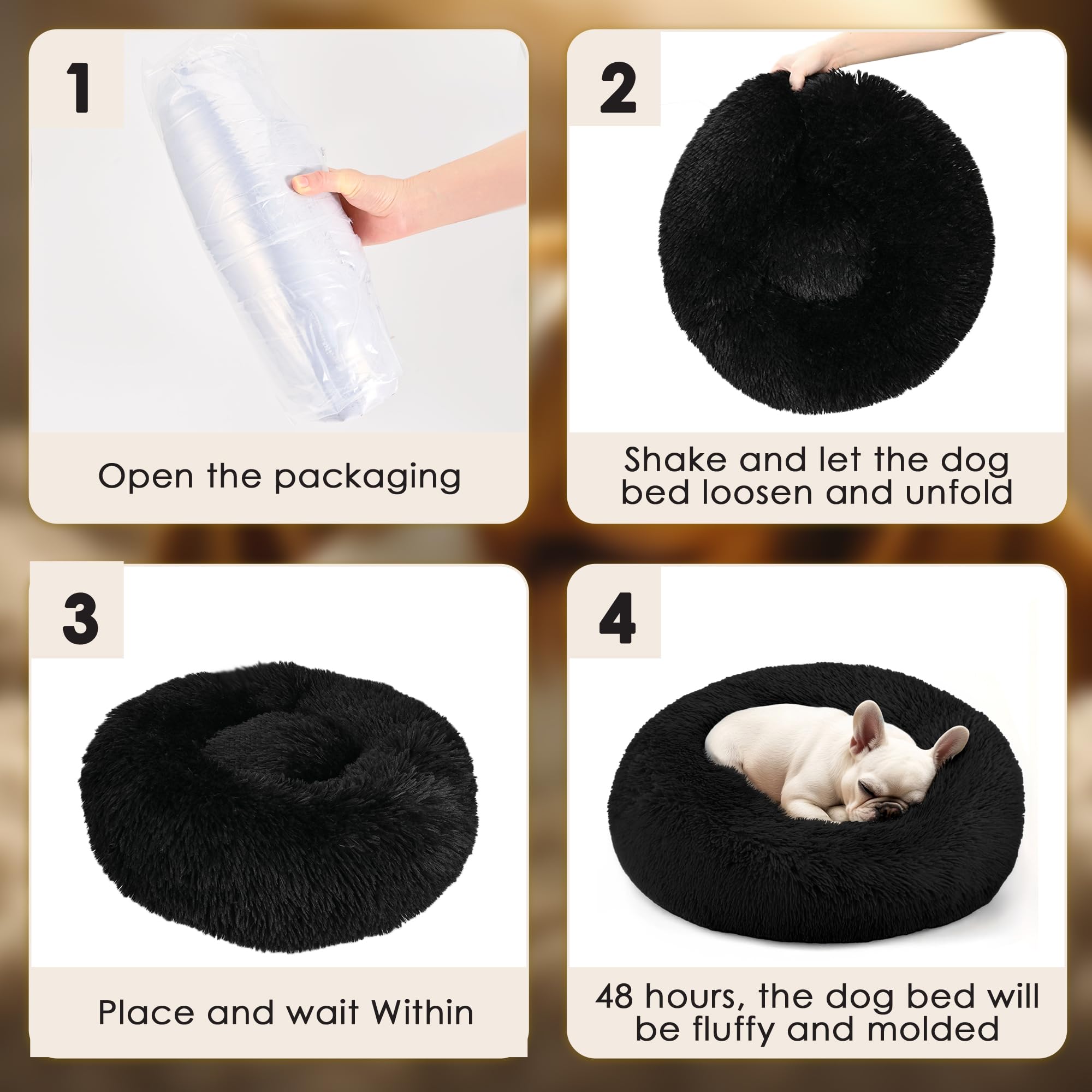 Dimensions 24x24x8 pouces Hoewina, lit compact pour petit chien.