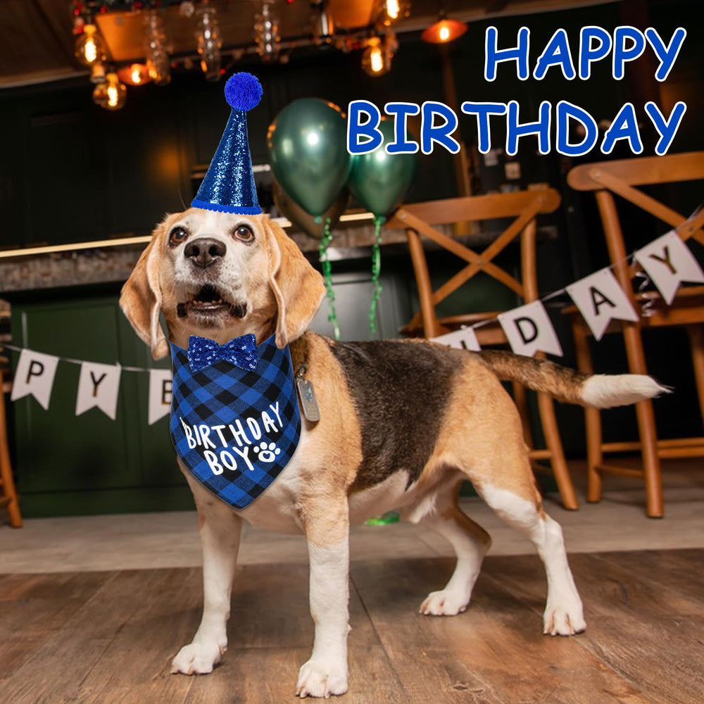 Hoewina ensemble accessoires chien anniversaire bleu, facile à assembler et porter