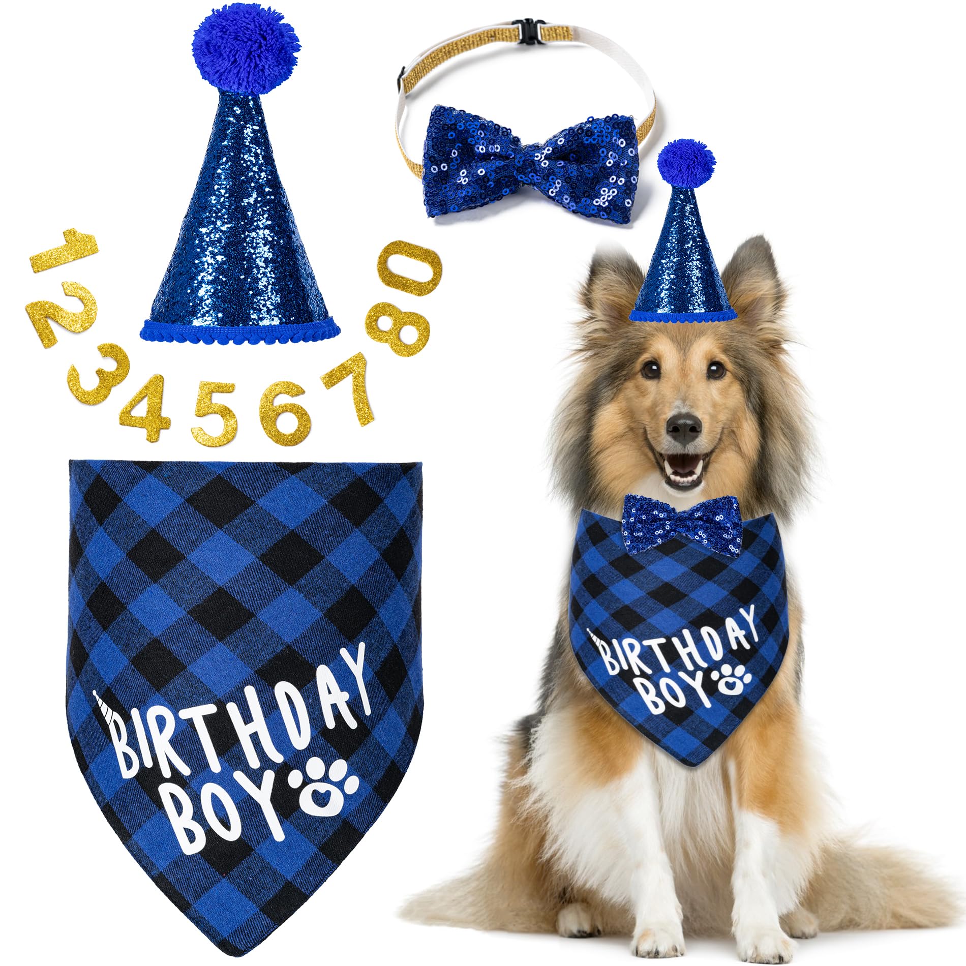 Hoewina kit anniversaire chien bleu, ensemble festif pour photos souvenirs