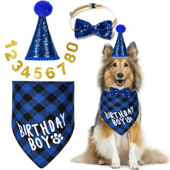 Hoewina kit anniversaire chien bleu, ensemble festif pour photos souvenirs