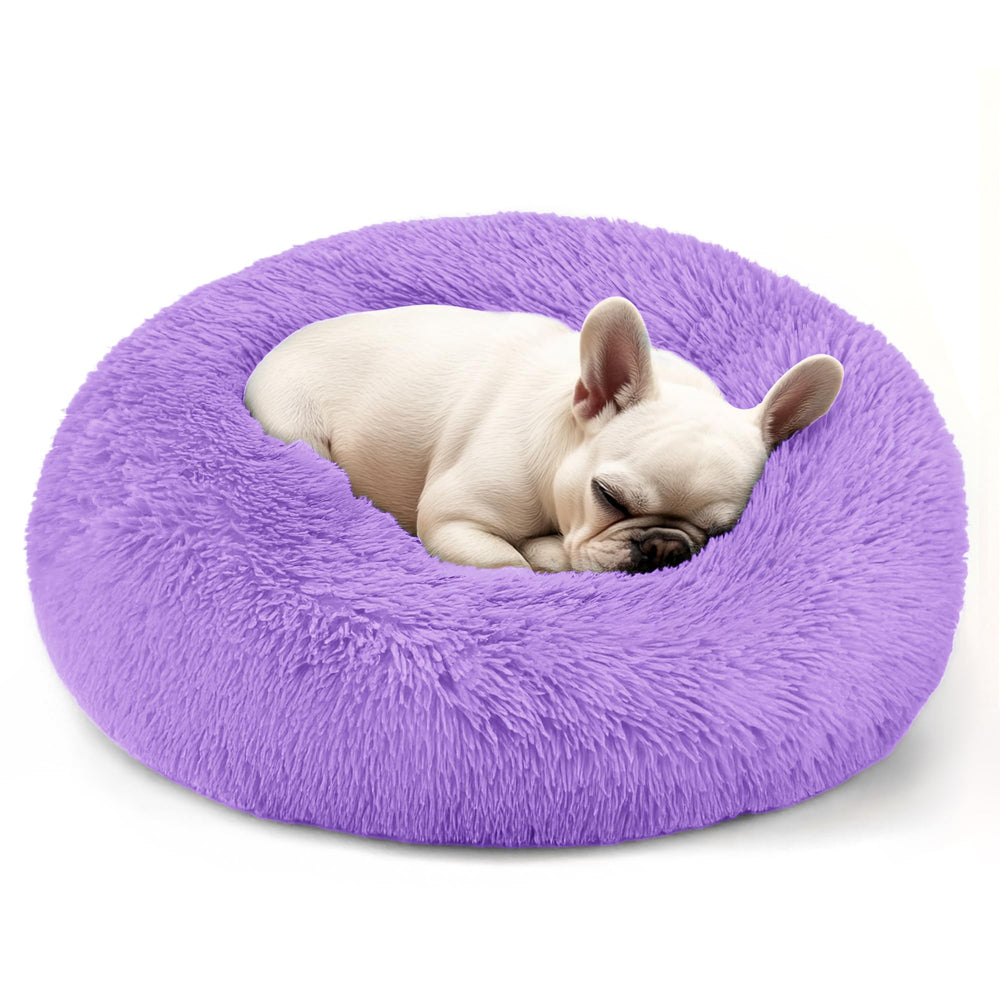 Hoewina lit-donut petit-chien violet - confort rassurant et espace personnel.