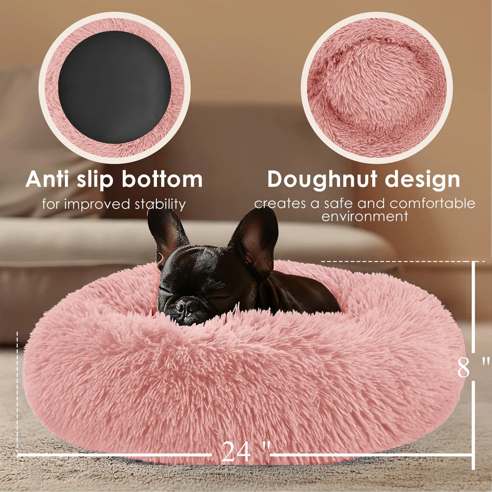 Hoewina lit douillet petit chien rose, lavable et pratique.
