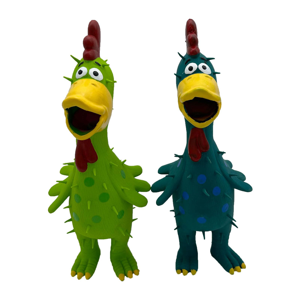 Hoiasem poulet latex à pois bleu, jouet durable et stimulant.