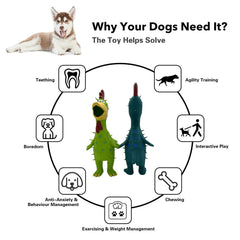 Hoiasem poulet latex à pois vert, divertissement interactif pour chiens.