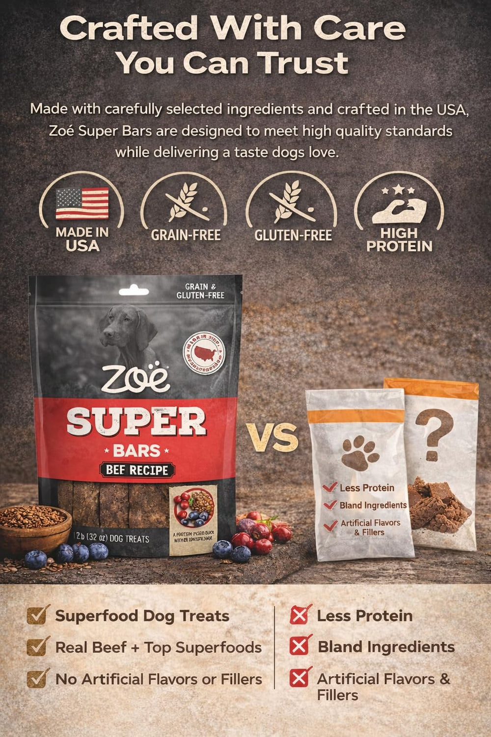Hoiyen Zoë Super Bars ingrédients propres et sans colorants artificiels.