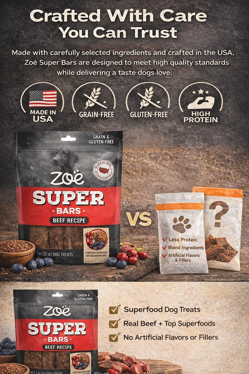 Hoiyen Zoë Super Bars sac réutilisable de 2 livres pour plusieurs chiens.