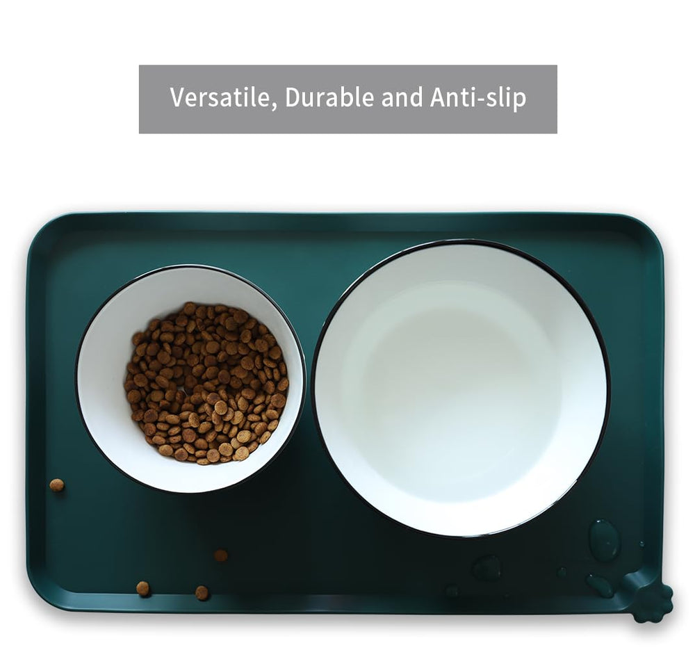 Hoki Found Tapis-aliments-silicone-format-19x12-pouces, taille pratique pour chiens et chats.