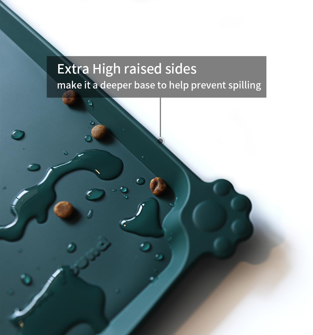 Tapis silicone étanche pour repas d'animaux, bord élevé évite les déversements.