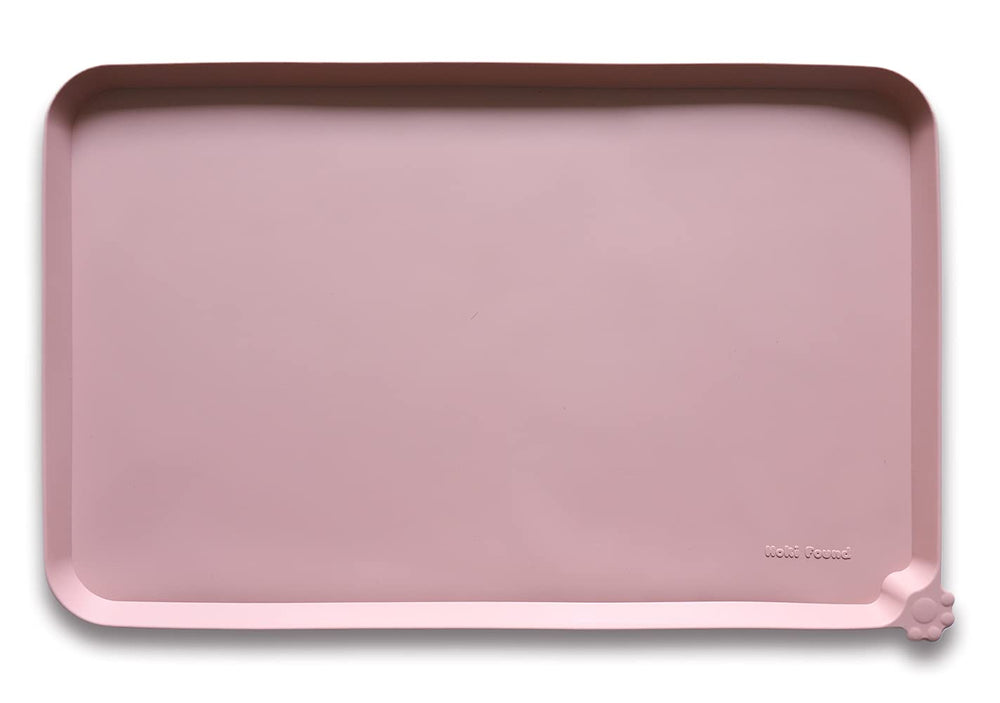 Tapis Hokifound anti-glisse en silicone rose pour repas chien et chat.