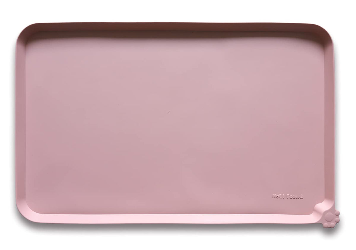 Tapis Hokifound anti-glisse en silicone rose pour repas chien et chat.