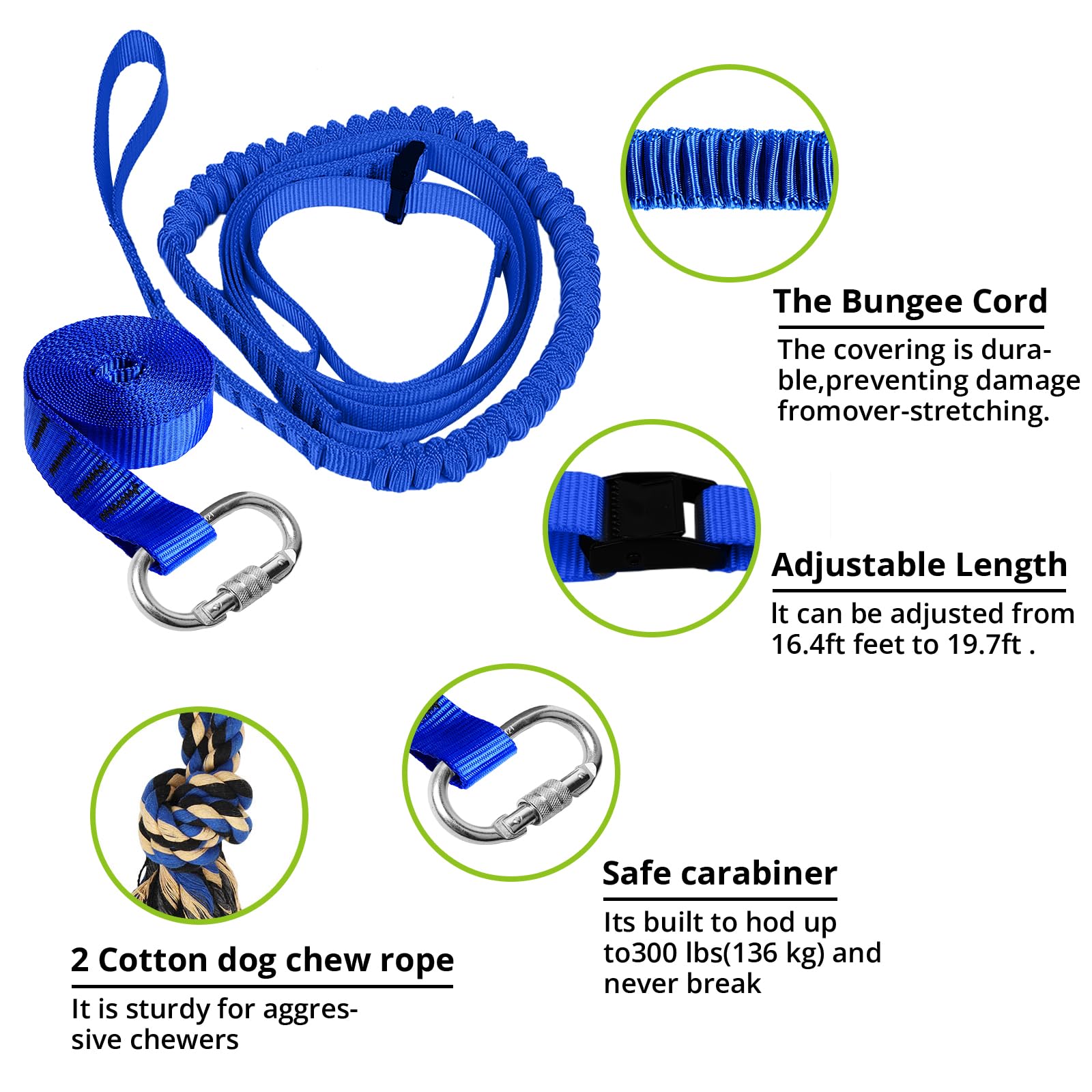 HOKINETY Hauteur reglable boucle, ajustez la hauteur pour chaque chien et espace de jeu.