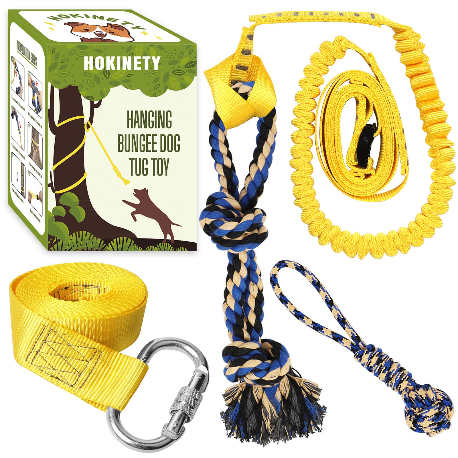HOKINETY jouet bungee suspendu pour chien, excellent pour l’exercice en plein air.