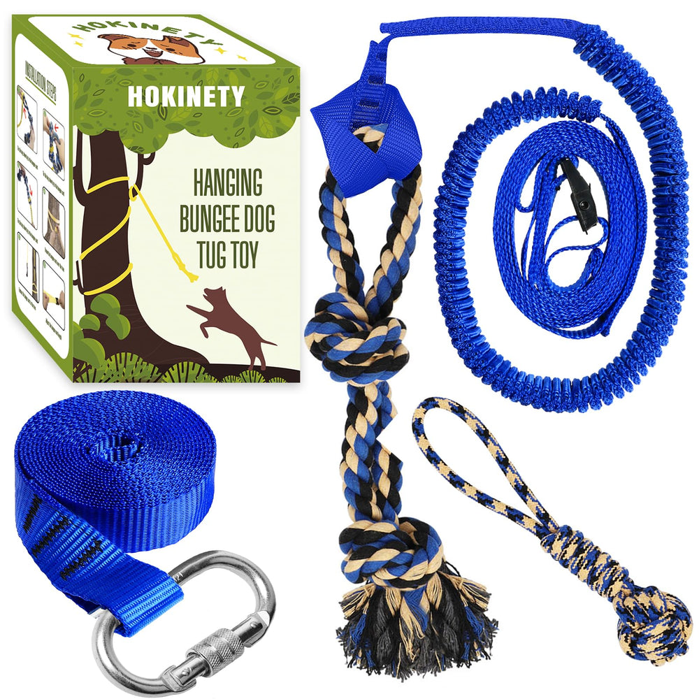 HOKINETY Tug-bungee pendu pour chien, stimule l'excitation et le jeu en extérieur.