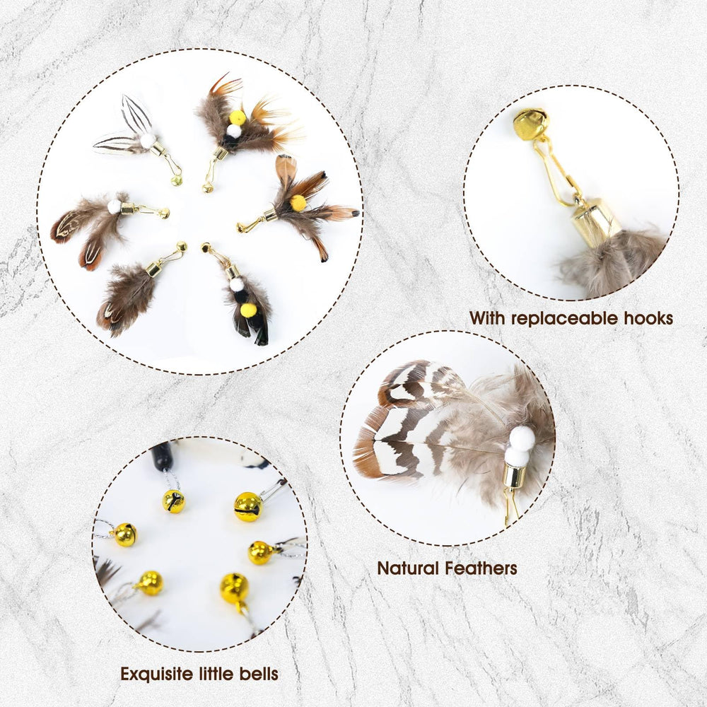 Réfil Hokoad plumes insectes, style varié avec cloche pour attirer l’attention du chat.