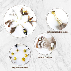 Réfil Hokoad plumes insectes, style varié avec cloche pour attirer l’attention du chat.