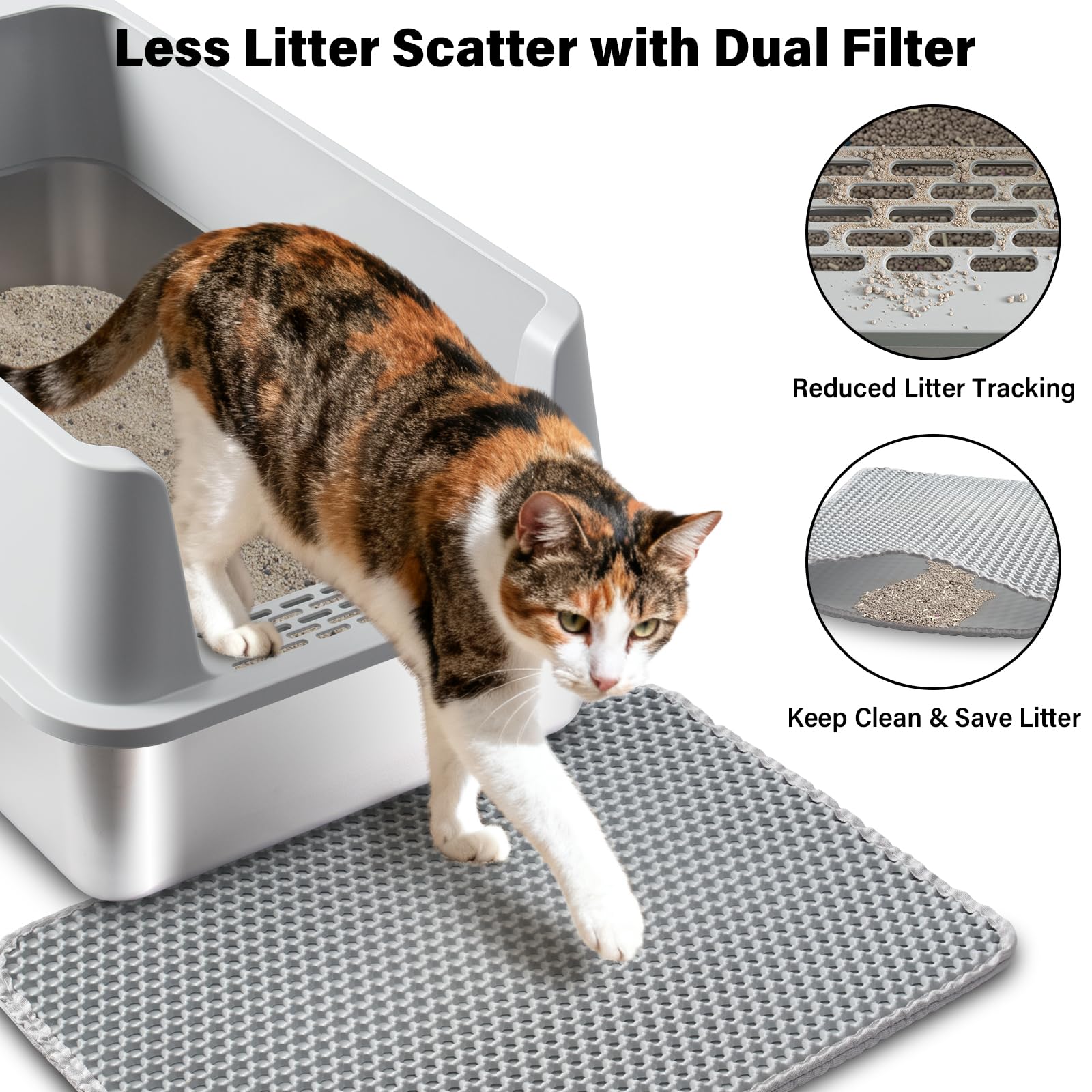 Holintan litière inox XL adaptée aux chats jusqu’à 9 kg pour espace.