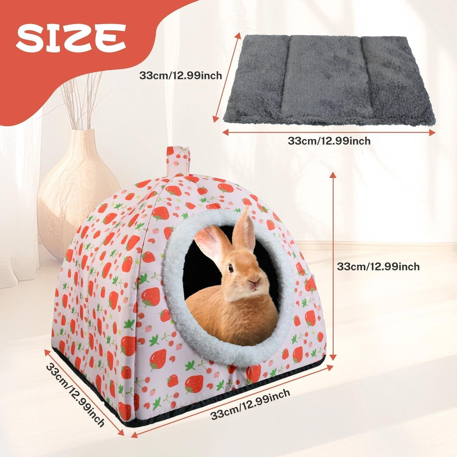 Hollima hutte-lapin-grande-taille: espace spacieux pour plusieurs petits animaux.