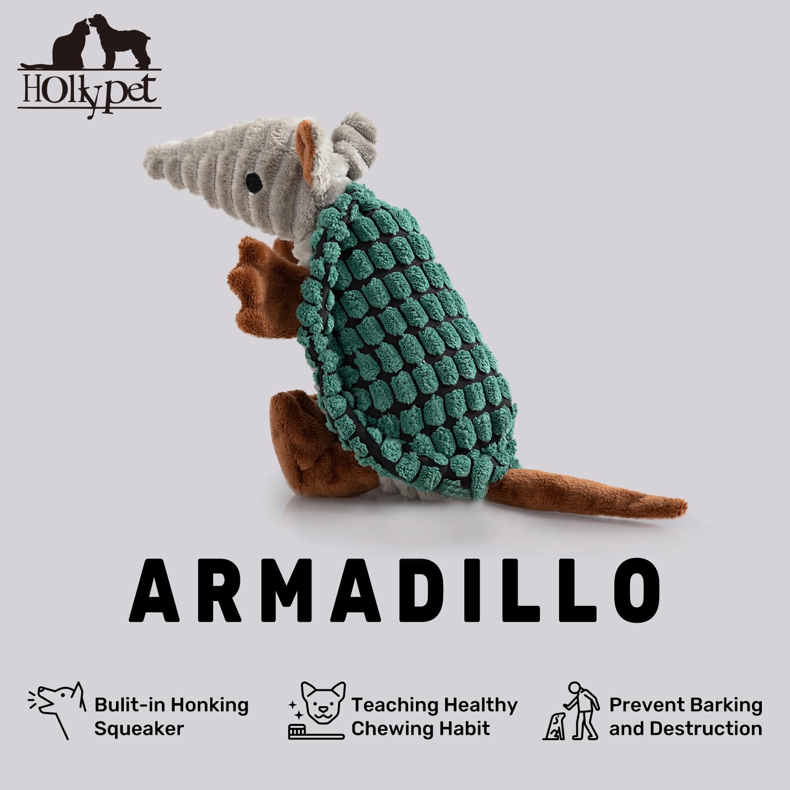 Hollypet Armadillo doudou texture durable, idéal pour jeux intérieurs et extérieurs