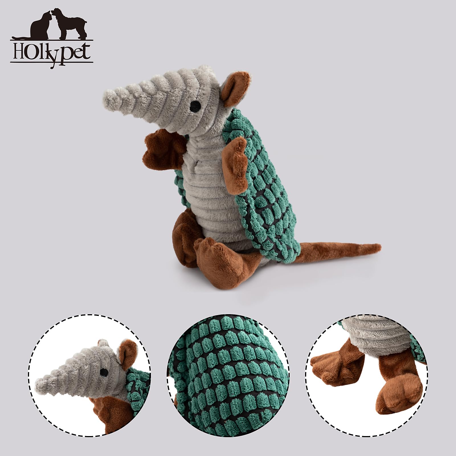 Hollypet Armadillo doudou avec yeux colorés, jeu plus captivant