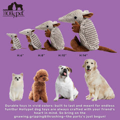Face du jouet Hollypet Armadillo gris, design mignon pour petits et moyens chiens.