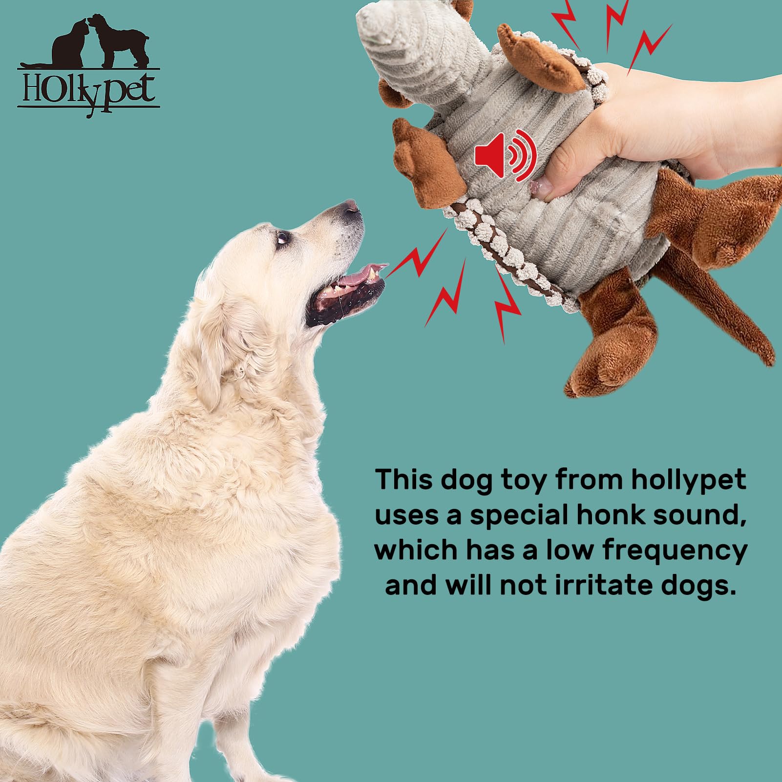 Jouet Hollypet Armadillo gris, bruit unique pour sessions de jeu amusantes.